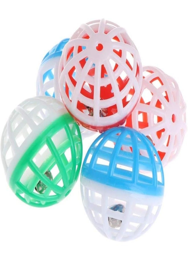 KittuPet Cat Toy Ball with Bell, Pet Toy Cat Bell Ball Cat Toy with Bell Cat Jingle Balls for Cats Kitten, Plastic Cat Toys Jingle Balls Pounce Chase Rattle Ball Toys Random Color 4 pcs Ball - Image 4